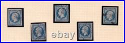 LOT NAPOLEON ETUDE du No10 25C BLEU avec NUANCES et OBLITERATIONS / RRR