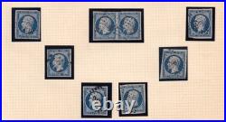 LOT NAPOLEON ETUDE du No10 25C BLEU avec NUANCES et OBLITERATIONS / RRR