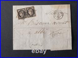 Lettre France paire Ceres 3 obliteration Castres 07 décembre 1849 Pothion