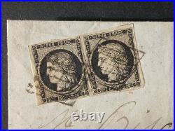 Lettre France paire Ceres 3 obliteration Castres 07 décembre 1849 Pothion