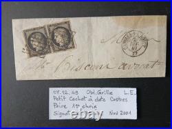 Lettre France paire Ceres 3 obliteration Castres 07 décembre 1849 Pothion