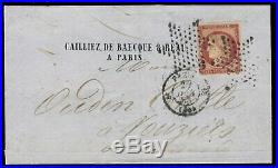Lettre spectaculaire avec joli Ceres 1F de 1853 de Paris pour Vouziers