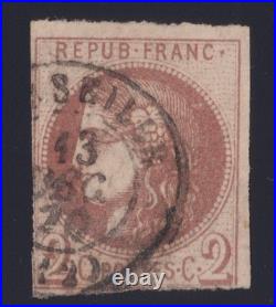 Lot 1054 n°40Aa Cérès Bordeaux 2c Report 1 Chocolat obl. Càd aspect TB Signé