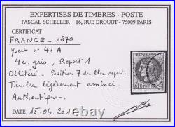 Lot 1055 n°41A Bordeaux Cérès 4c Report 1 Aspect TB Certif. Scheller
