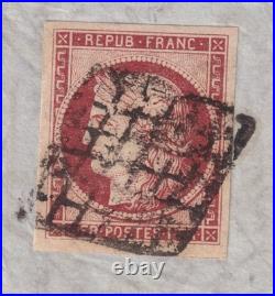 Lot 1065 n°6 Cérès 1fr carmin GRANDES MARGES s/ lettre TB Signée Scheller