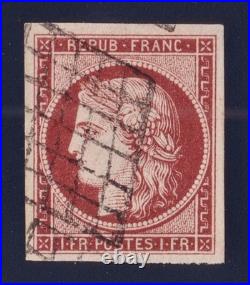 Lot 1219 n°6B Cérès 1fr carmin-brun GRANDES MARGES SUP Signé Scheller