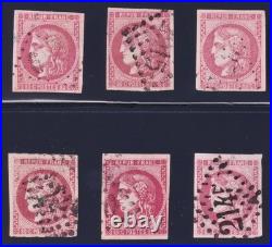 Lot 1448 n°49a Cérès Bordeaux 80c rose x6 B/TB nuances obl. Signés Scheller