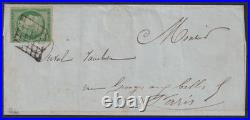 Lot 1510 n°2 Cérès 15c vert seul s/ lettre locale Paris 27/11/51 TB Signée