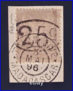 Lot 1573 (Colonies) Madagascar n°25 s. 3c gris oblitéré s/ fragment B/TB- Signé
