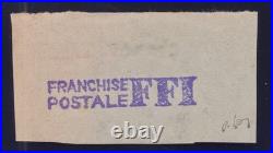 Lot 1619 -Libération (Poitiers) FRANCHISE POSTALE FFI s/ fragment TB Signé