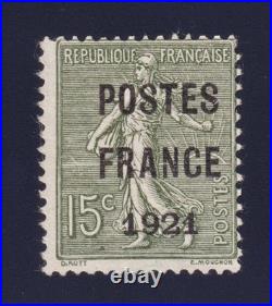 Lot 1630 Préoblitéré n°34 POSTE FRANCE 1921 15 vert neuf TB- Signé Scheller