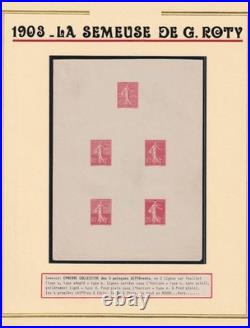 Lot 1674 Épreuve Semeuse lignée 1903 5 poinçons en rouge 10 à 25c TB RARE