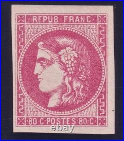 Lot 1701 n°49b Cérès Bordeaux 80c ROSE VIF neuf SUPERBE Signé / Certif
