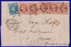 Lot 1725 n°29A + n°26 x5 pour la Suisse s/ lettre TB étoile 1 Signée