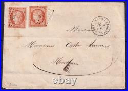 Lot 1765 n°5 Cérès 40c orange x2 obl. Pc 467BOURG ARGENTAL 1 TB Signé