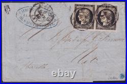 Lot 1769 n°3 Cérès 20c noir paire obl. Càd 9 JANVIER 49 s/ lettre TB Signé