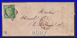 Lot 1774 n°2 Cérès 15c vert s/ lettre locale avec texte TB Signée Scheller