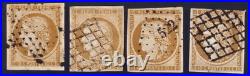 Lot 1787 n°1 Cérès 10c bistre x4 dt n°1b bistre-verdâtre B/TB 2 signés