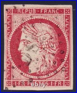 Lot 1954 n°6 Cérès 1fr carmin obl. DS2 superbe nuance TB Signé Scheller Lot 1954 n°6 Cérès 1fr carmin obl. DS2 superbe nuance TB Signé Scheller