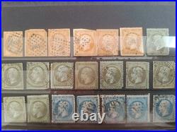 Lot 42 timbres Napoléon III Empire 1c 10c 20c 40c oblitérés XIXe