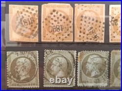 Lot 42 timbres Napoléon III Empire 1c 10c 20c 40c oblitérés XIXe