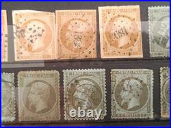 Lot 42 timbres Napoléon III Empire 1c 10c 20c 40c oblitérés XIXe