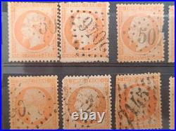 Lot 42 timbres Napoléon III Empire 1c 10c 20c 40c oblitérés XIXe