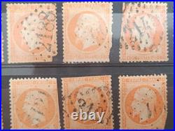 Lot 42 timbres Napoléon III Empire 1c 10c 20c 40c oblitérés XIXe
