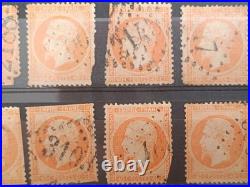 Lot 42 timbres Napoléon III Empire 1c 10c 20c 40c oblitérés XIXe