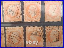 Lot 42 timbres Napoléon III Empire 1c 10c 20c 40c oblitérés XIXe