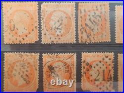Lot 42 timbres Napoléon III Empire 1c 10c 20c 40c oblitérés XIXe