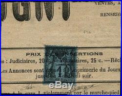 Lot N°806b France N°84 Bleu de Prusse Oblitération Journaux RARE Qualité TB