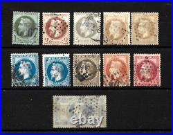 Lot timbres France oblitérés Napoléon III Lauré n° 25 à 33