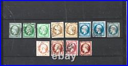 Lot timbres France oblitérés Napoléon III n° 11 à 18