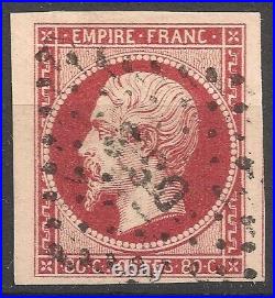 NAPOLÉON N°17A carmin, grandes marges, BDF, obl DS2, SUPERBE