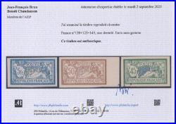 N° 120a + 143b + 123b Superbe Trio de Mersons Non Dentelés /TB Cert. Brun