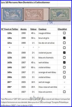 N° 120a + 143b + 123b Superbe Trio de Mersons Non Dentelés /TB Cert. Brun