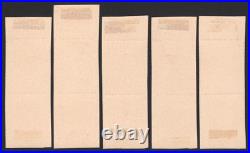 N°129-133 Semeuse lignée, Série compl. Dentelure figurée, Paires R Cert. Brun