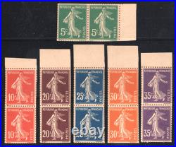 N°137-142 Semeuse camée, Série PRESTIGE Dentelure figurée, Paires Cert. Brun R+