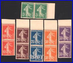 N°137-142 Semeuse camée, Série PRESTIGE Dentelure figurée, Paires Cert. Brun R+