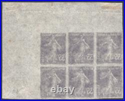 N°142c Semeuse camée 35c violet ND sur papier pelure, Bloc de 6 TB Cert. Brun