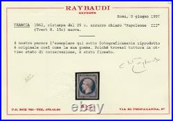 N°15c, Napoléon 25c bleu, réimpression de 1862, neuf Certificat TB