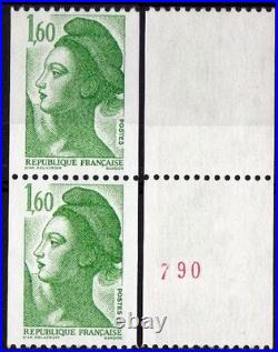 N°2222bc PAIRE DE ROULETTE 1,60 VERT LIBERTE SANS PHOSPHORE AVEC N°790 LUXE