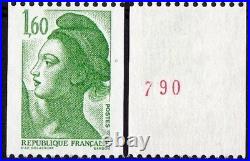 N°2222bc PAIRE DE ROULETTE 1,60 VERT LIBERTE SANS PHOSPHORE AVEC N°790 LUXE