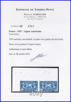 N°245a Légion Américaine 1f50 bleu Non Dentelé /TTB CDF Cert. Scheller