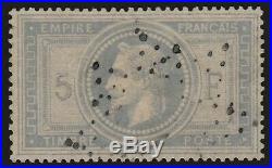 N°33, Napoléon Lauré 1869, 5f gris-violet, oblitéré étoile de Paris TB