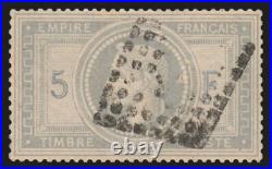 N°33, Napoléon Lauré, 5fr gris-violet, oblitéré TB D'ASPECT