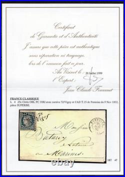 N° 4 Lettre CURSIVE 72 VIGNY PIECE SUPERBE CERTIFICAT N° 4 Lettre CURSIVE 72 VIGNY PIECE SUPERBE CERTIFICAT