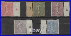 No 129 à 133 xx BORD DE FEUILLE MILLESIME SUPERBE COTE TIMBRES 1020 euros No 129 à 133 xx BORD DE FEUILLE MILLESIME SUPERBE COTE TIMBRES 1020 euros