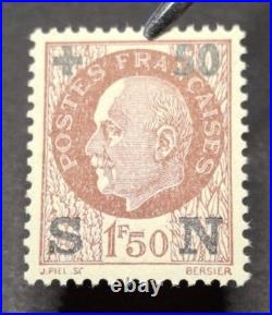 No. 552d Secours National surcharge noir sur 1f50 BRUN /SUP Cert. Brun R+